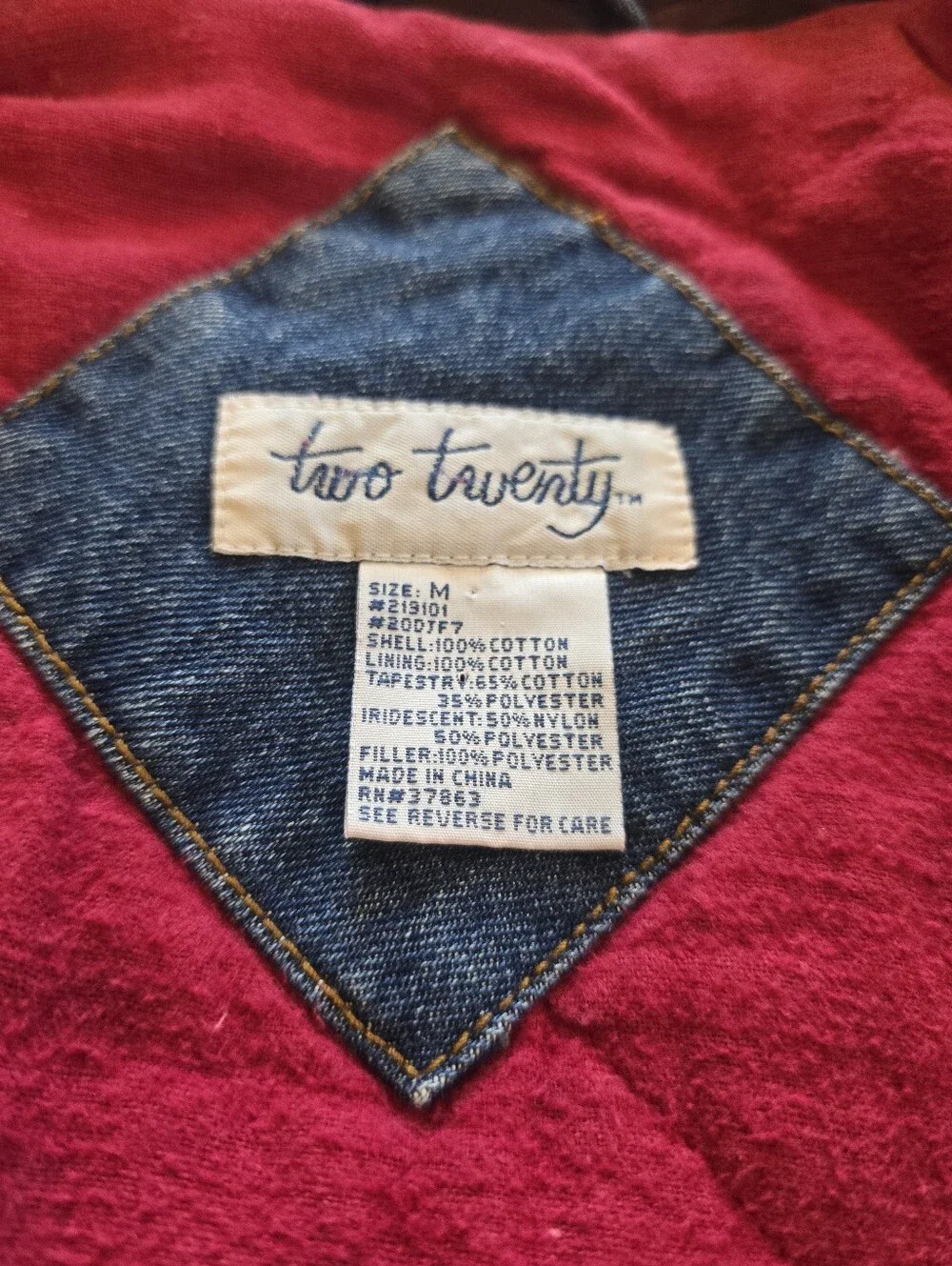 Vintage Two Twenty Western Denim Jacket Women’s Medium Aztec Pattern Jean Coat